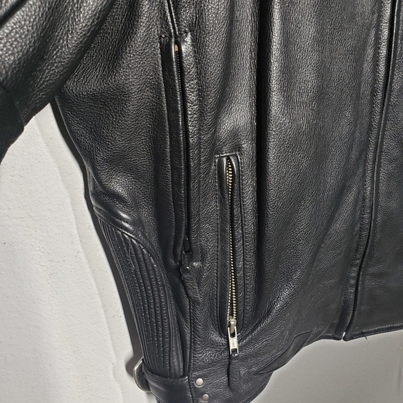 Power Trip Black Leather Motorcycle Jacket - Picture 5 of 12